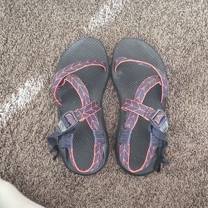 Chaco Black Sandals with Red Accents